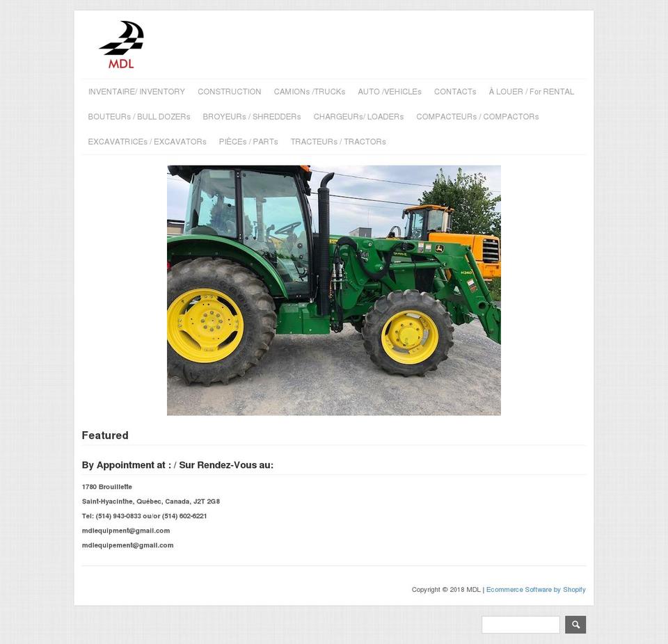 mdlequipment.com — Shopify storefront screenshot