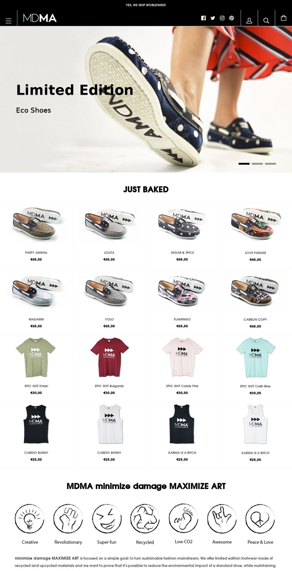 mdmashoes.com — Shopify storefront screenshot
