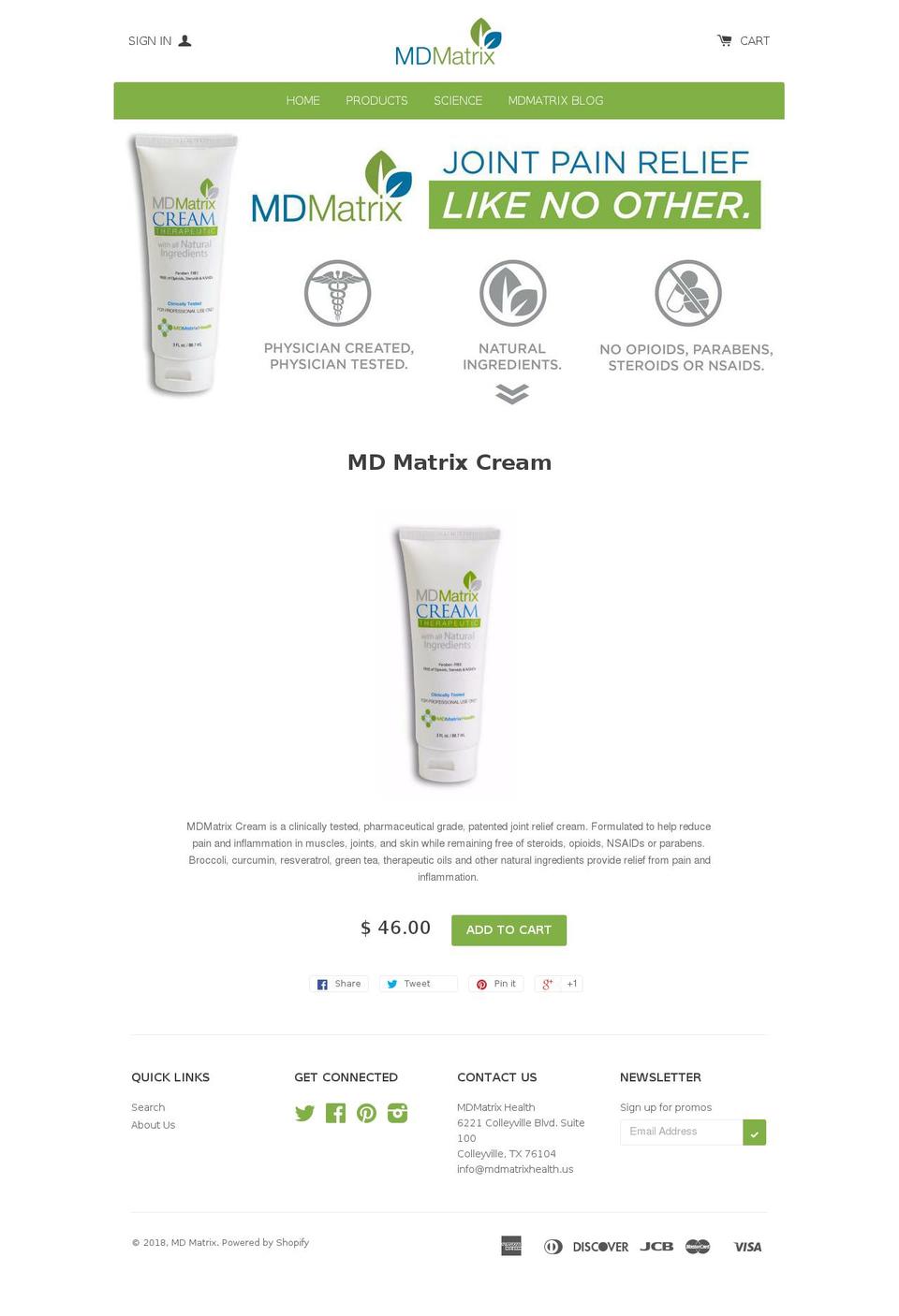 mdmatrixhealth.com — Shopify storefront screenshot