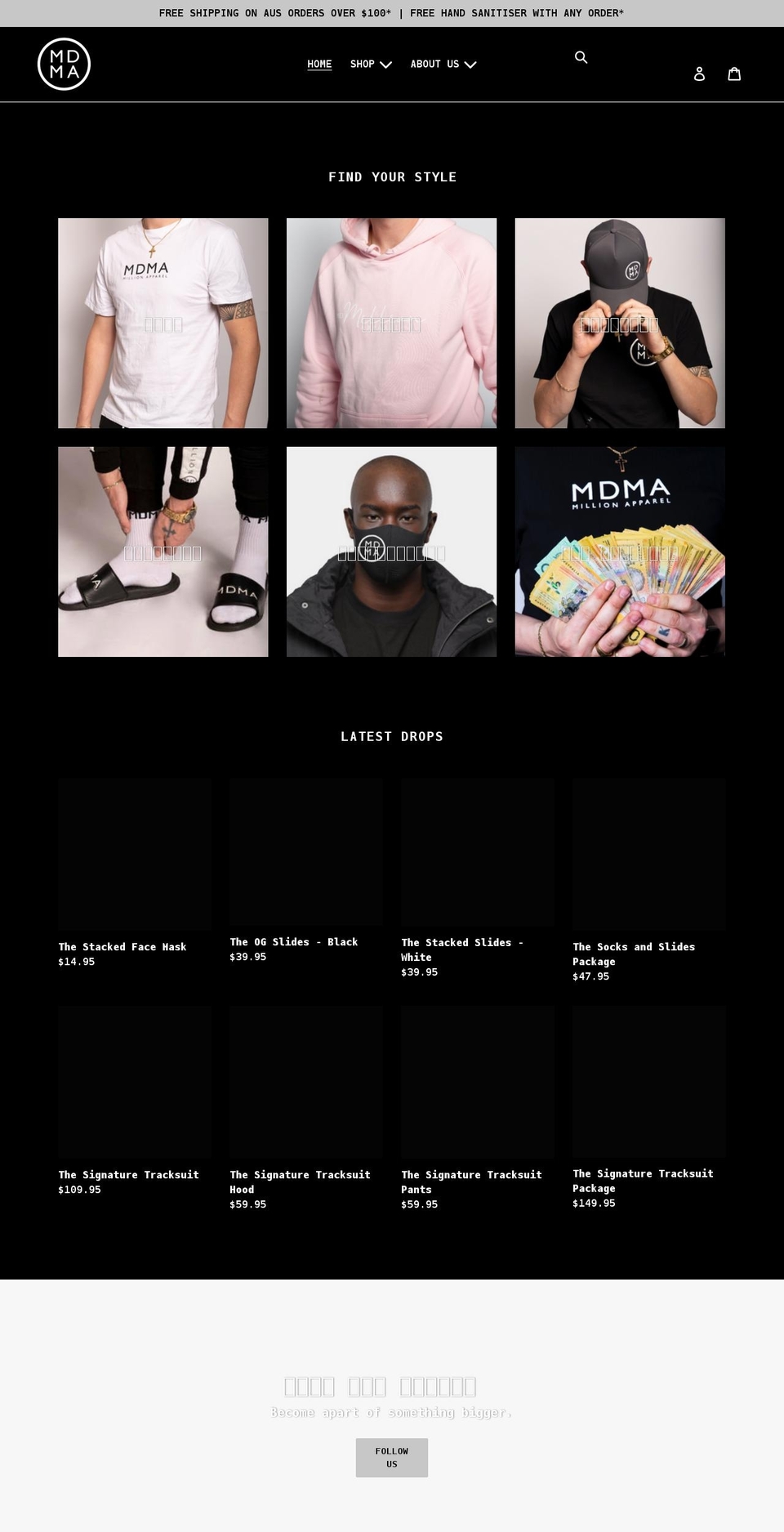 mdmillionapparel.com shopify website screenshot