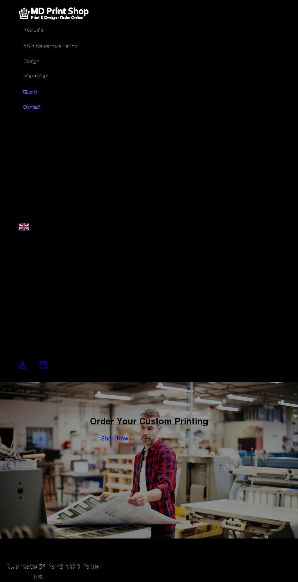 mdprintshop.co.uk shopify website screenshot