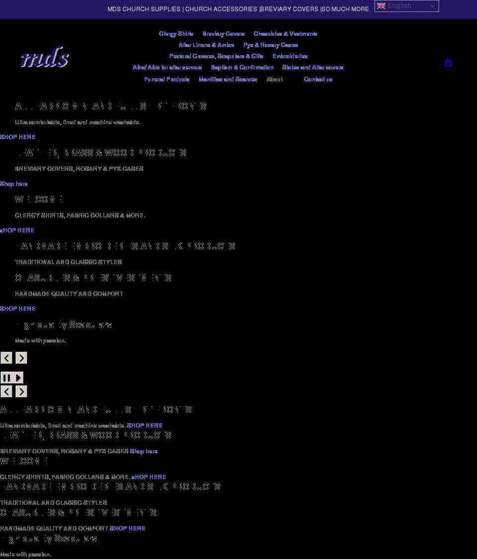 mdschurchsupplies.com shopify website screenshot