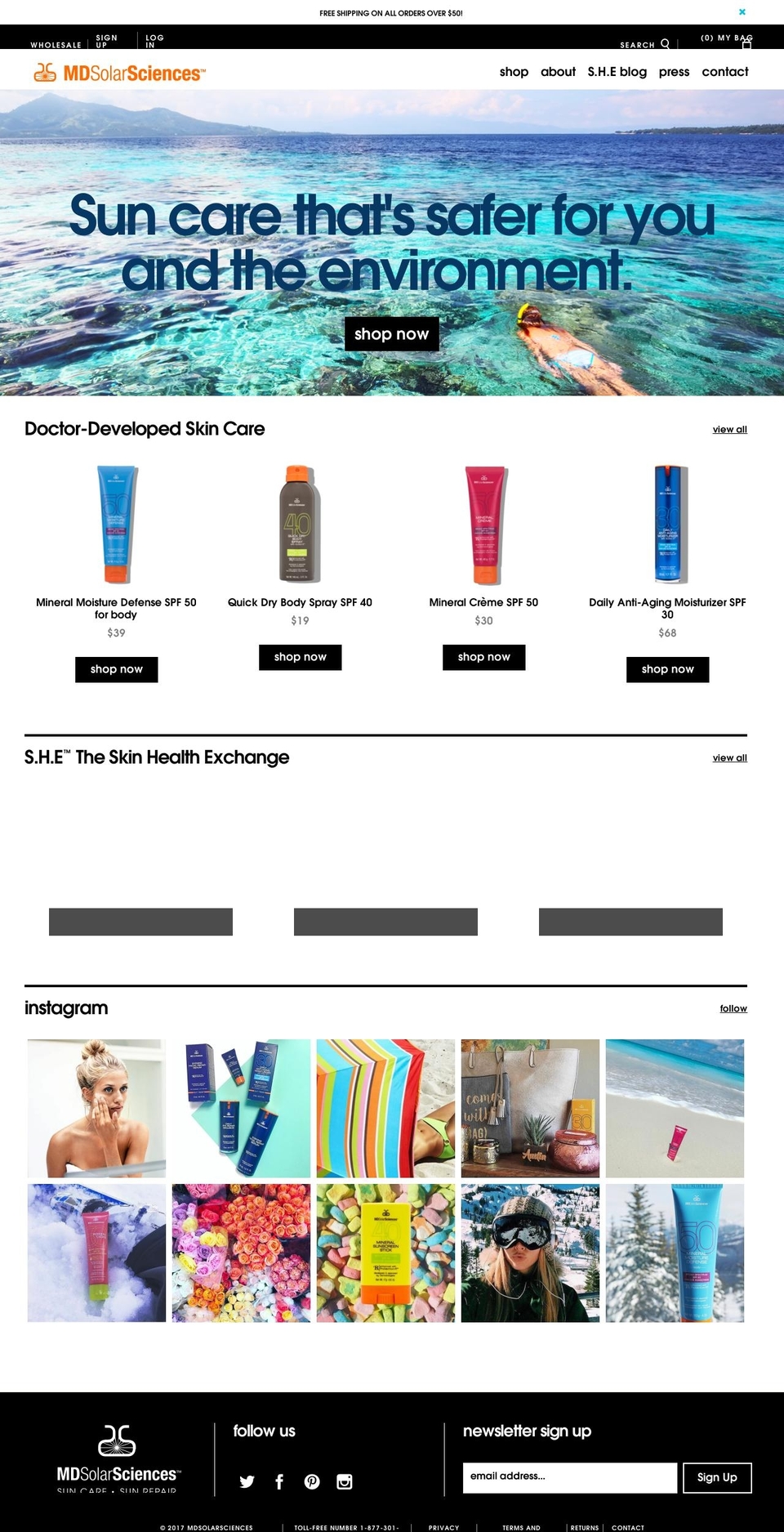 mdsolarsciences.com shopify website screenshot