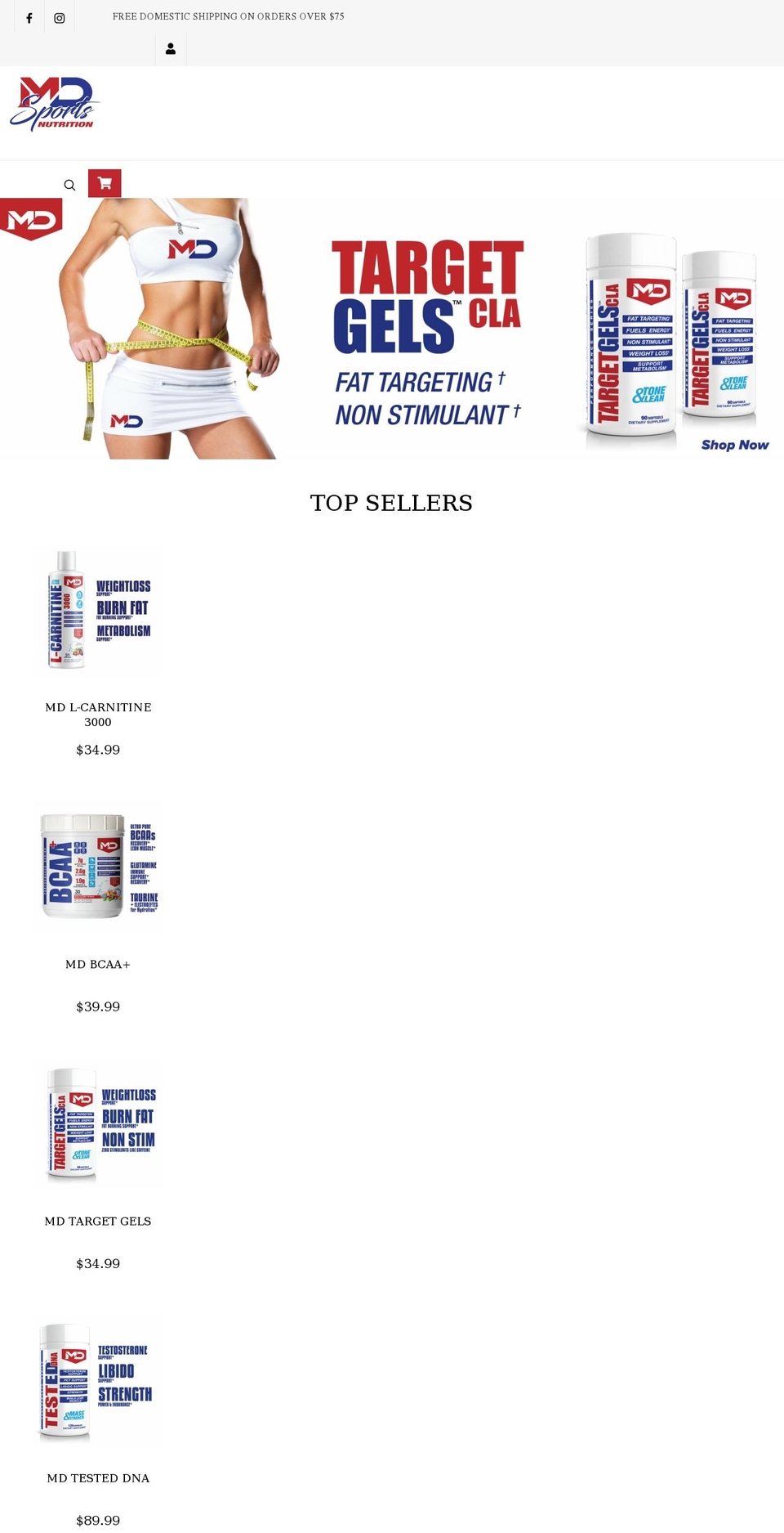 mdsportsnutrition.com shopify website screenshot