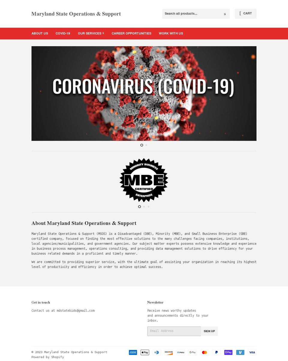 mdstateoperations.com shopify website screenshot