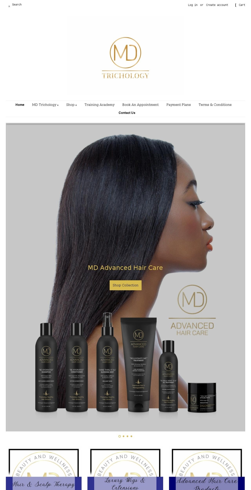mdtrichology.com shopify website screenshot
