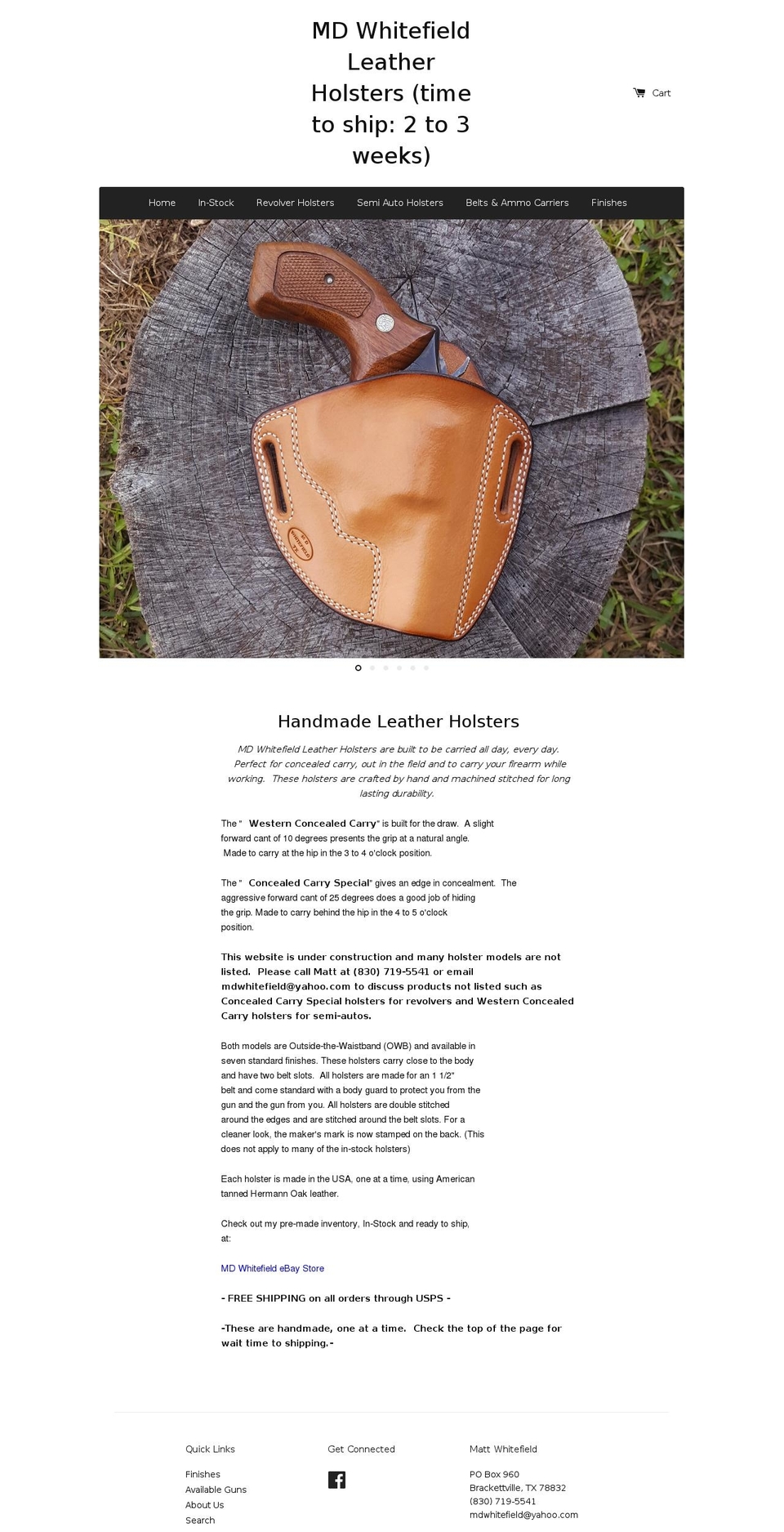 mdwhitefieldleather.com shopify website screenshot