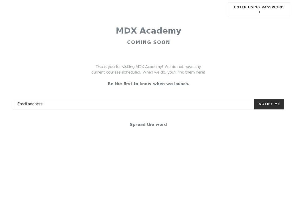 mdxacademy.com shopify website screenshot