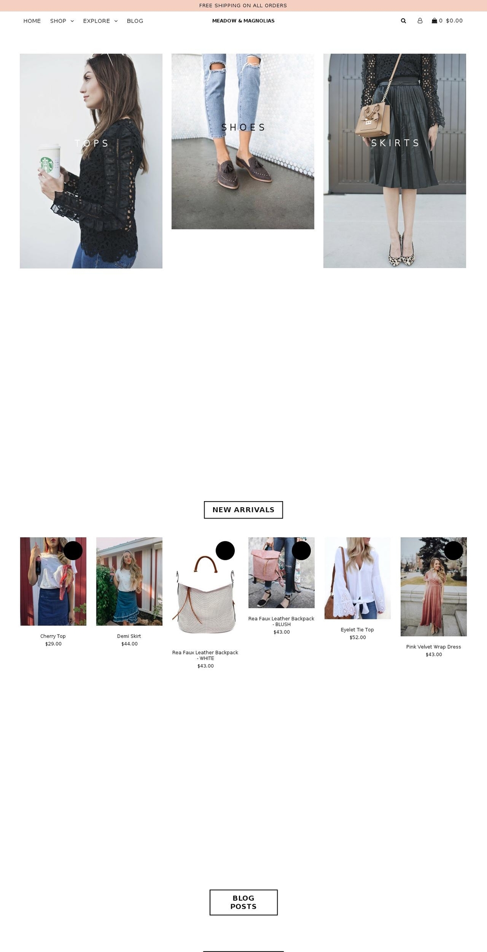 meadowandmagnolias.com — Shopify storefront screenshot