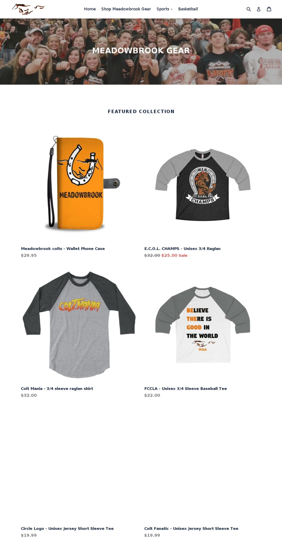 meadowbrookcolts.com — Shopify storefront screenshot