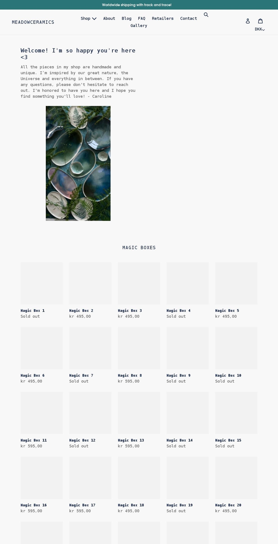 meadowceramics.com shopify website screenshot