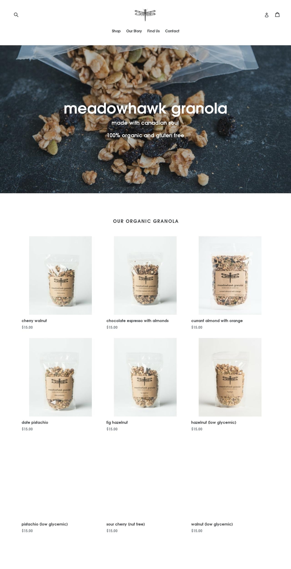 meadowhawkgranola.com — Shopify storefront screenshot
