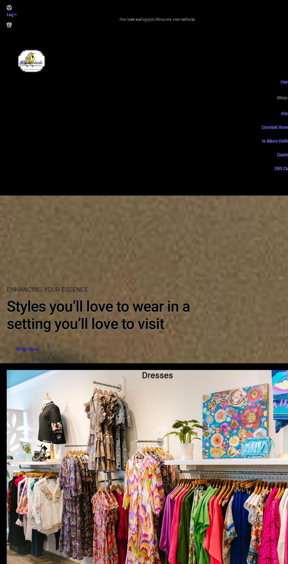 meadowlarkshop.net shopify website screenshot