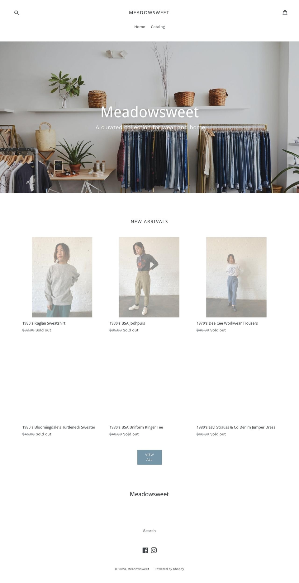 meadowsweet.shop shopify website screenshot