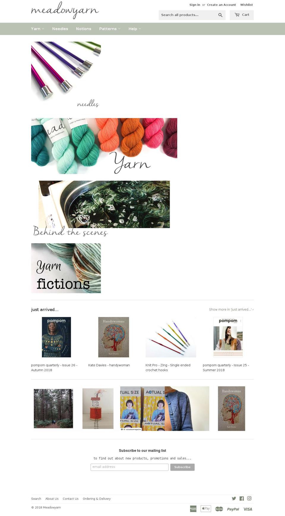 meadowyarn.co.uk shopify website screenshot