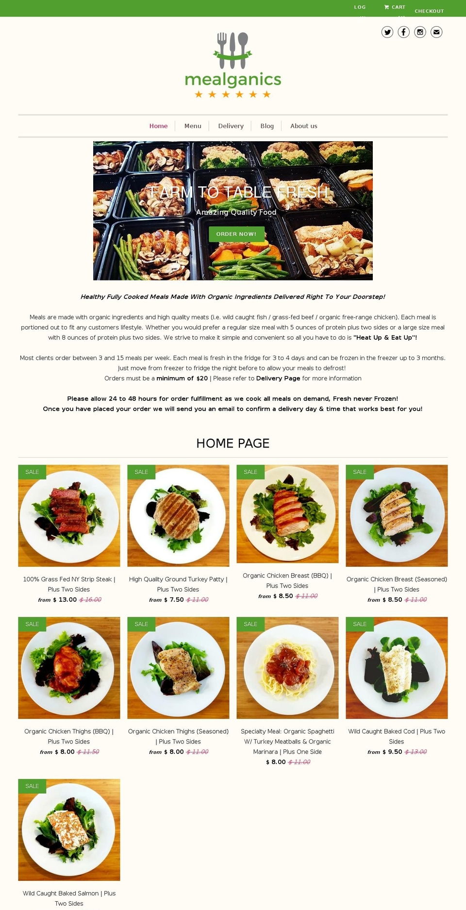 mealganics.com shopify website screenshot