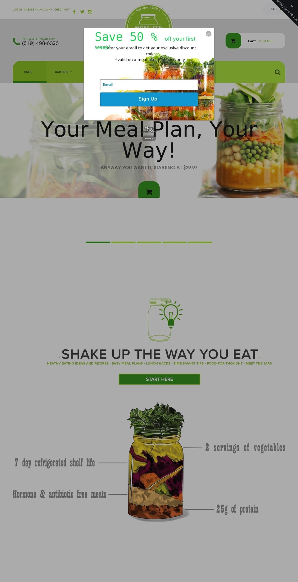 mealinajar.com shopify website screenshot