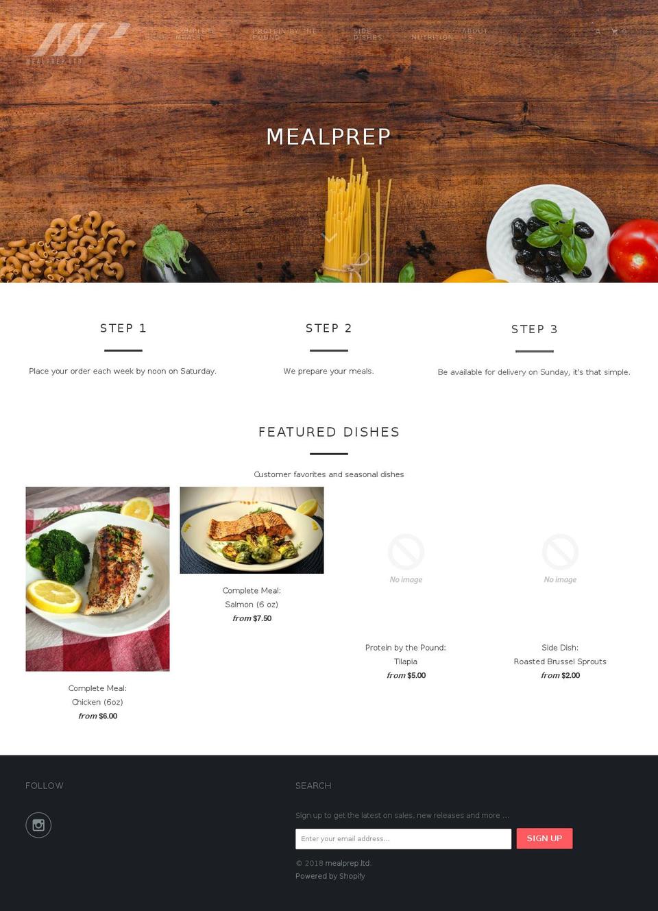 mealpreponline.net shopify website screenshot