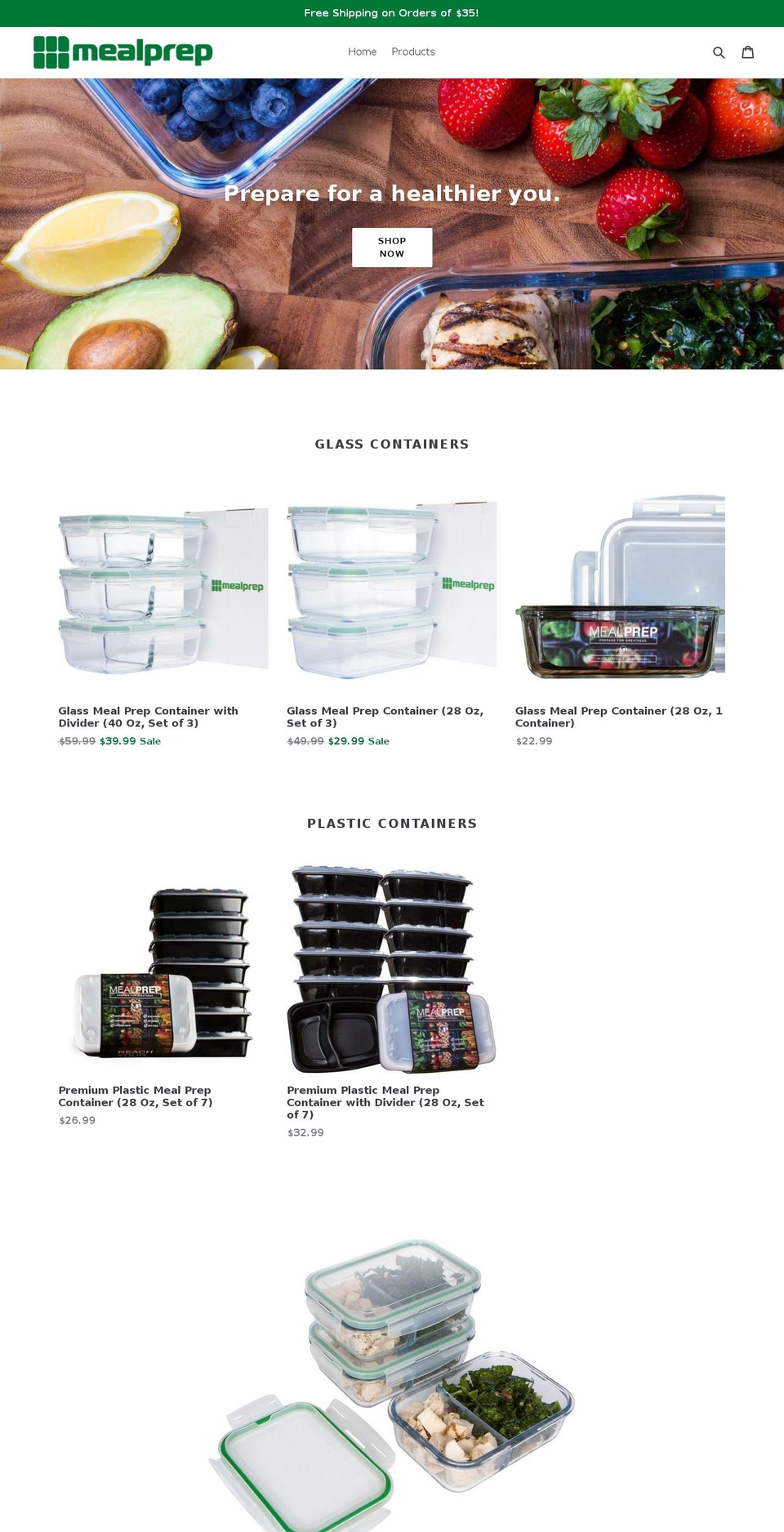 mealprepstore.com shopify website screenshot