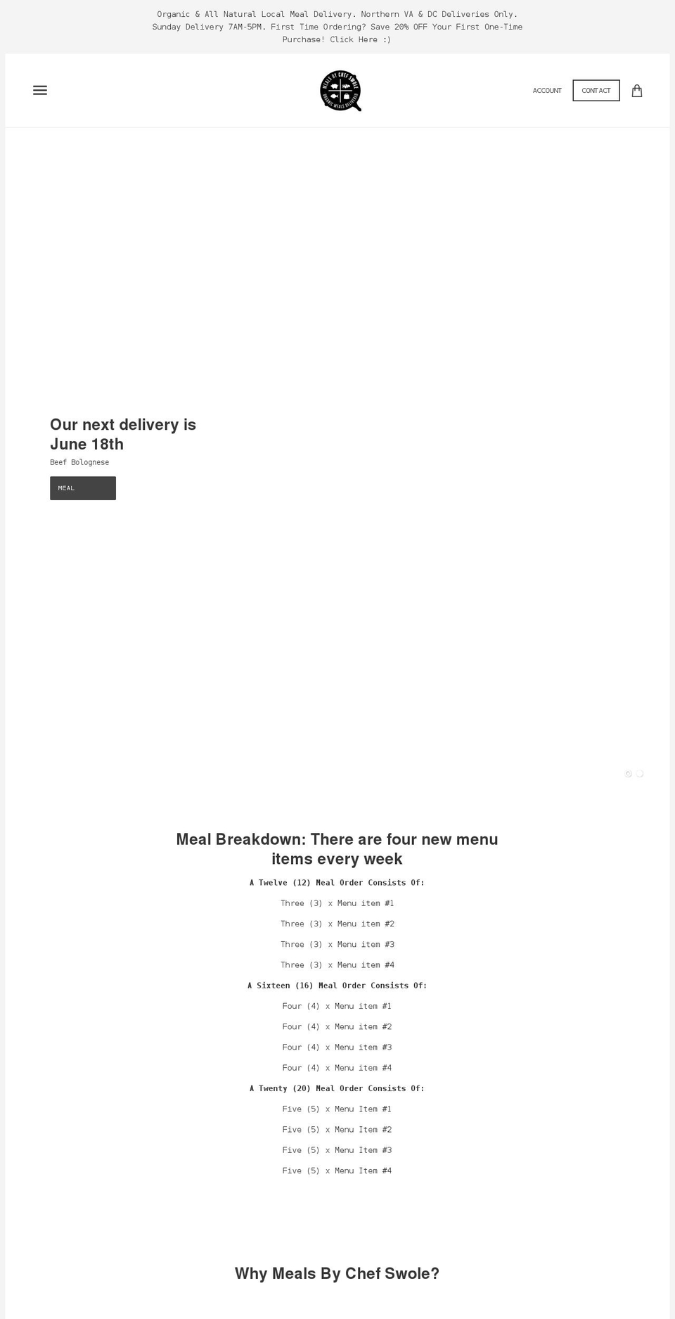 mealsbychefswole.com shopify website screenshot