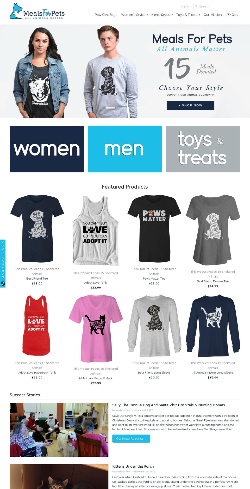 mealsforpets.com shopify website screenshot