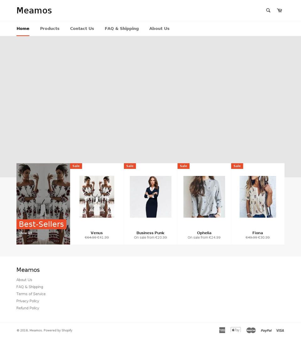 meamos.com shopify website screenshot