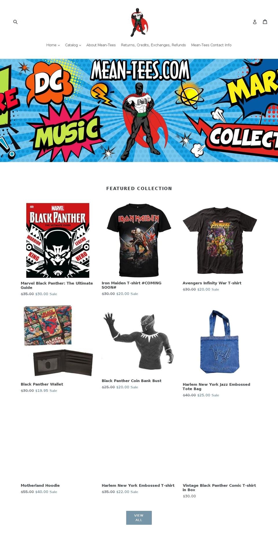 mean-tees.com shopify website screenshot