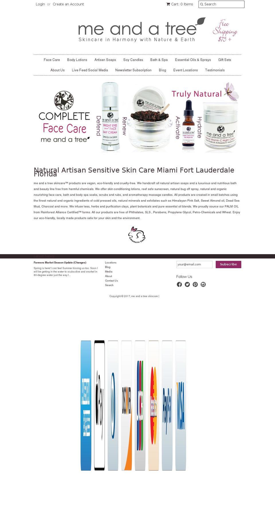 meandatreeskincare.com shopify website screenshot