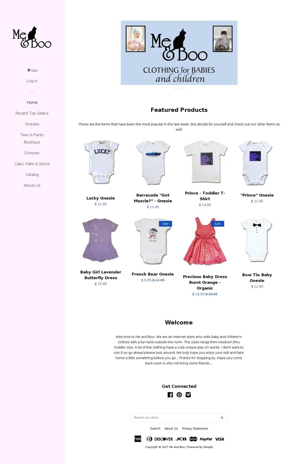 meandboo.com shopify website screenshot