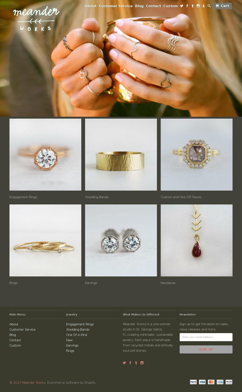 meanderworks.com shopify website screenshot
