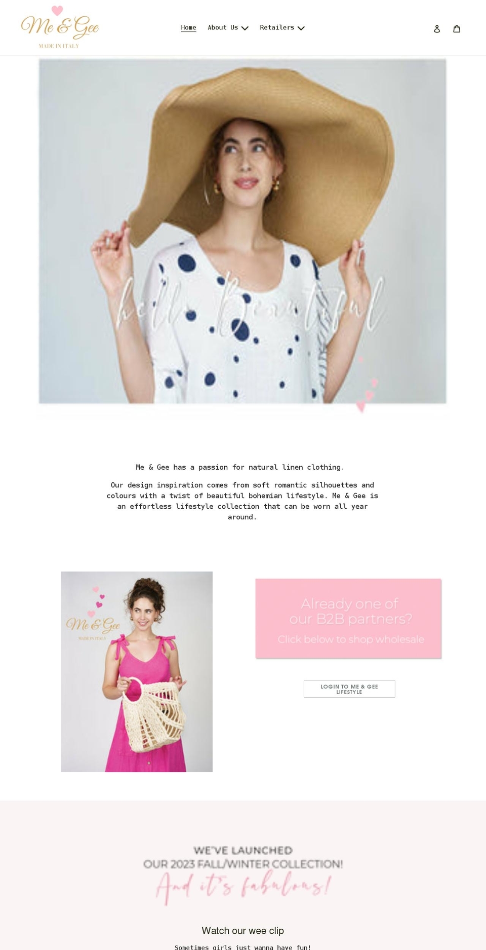 meandgee.com shopify website screenshot