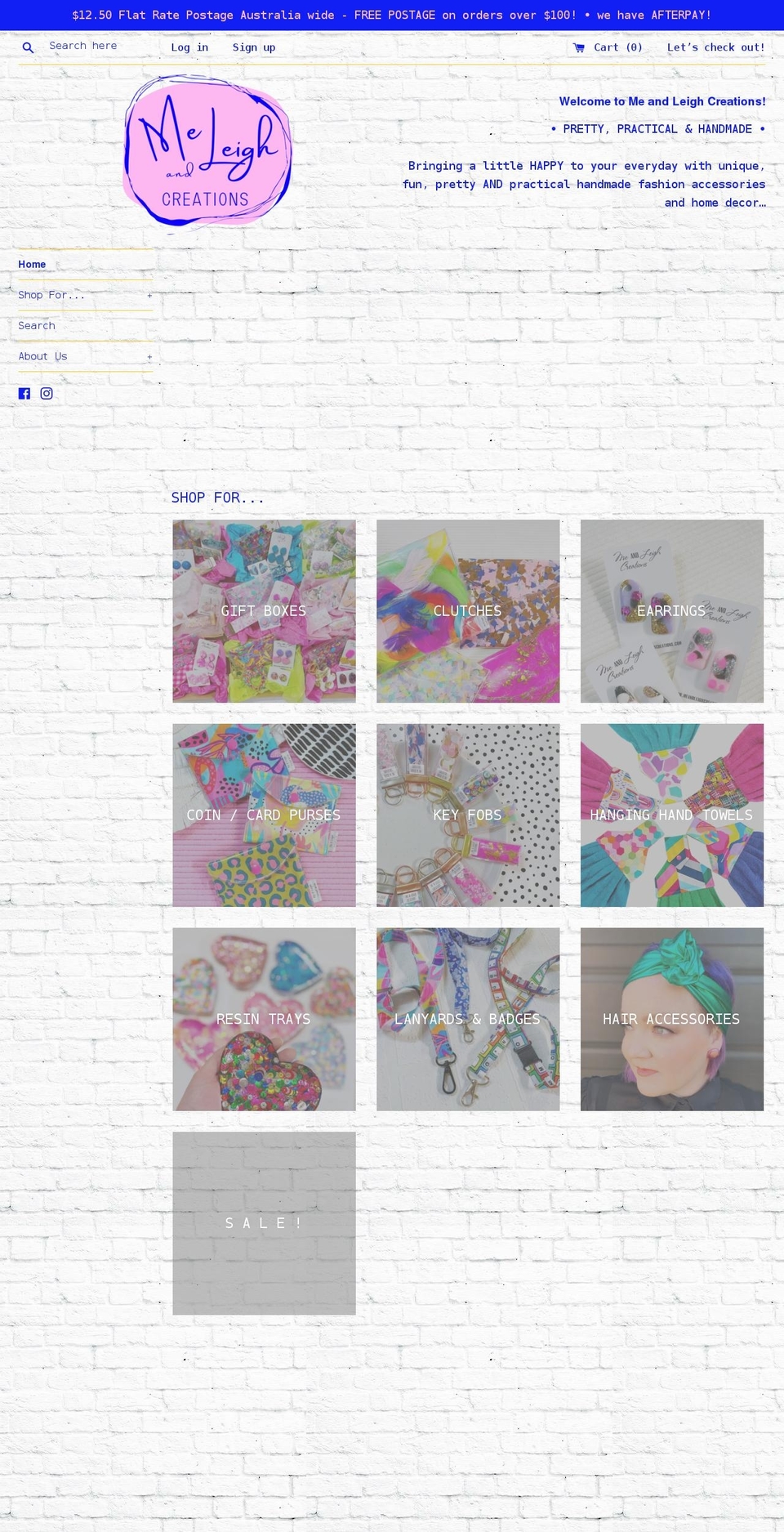 meandleighcreations.com — Shopify storefront screenshot