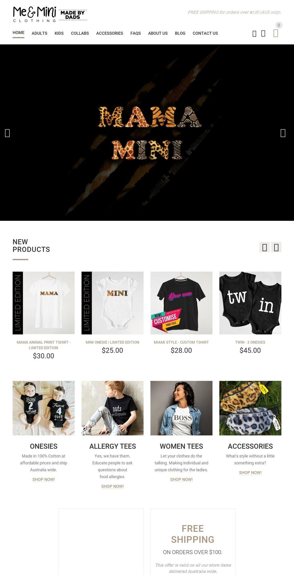 meandminiclothing.com.au shopify website screenshot