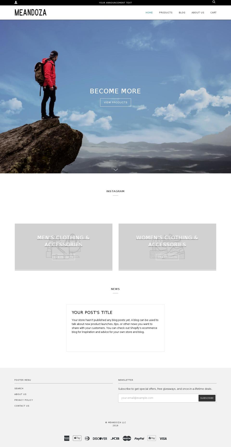 meandoza.com — Shopify storefront screenshot