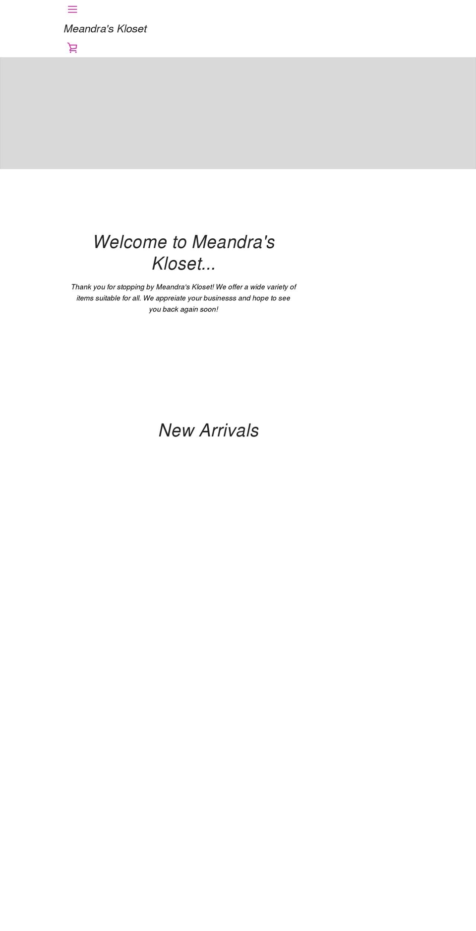 meandraskloset.com shopify website screenshot