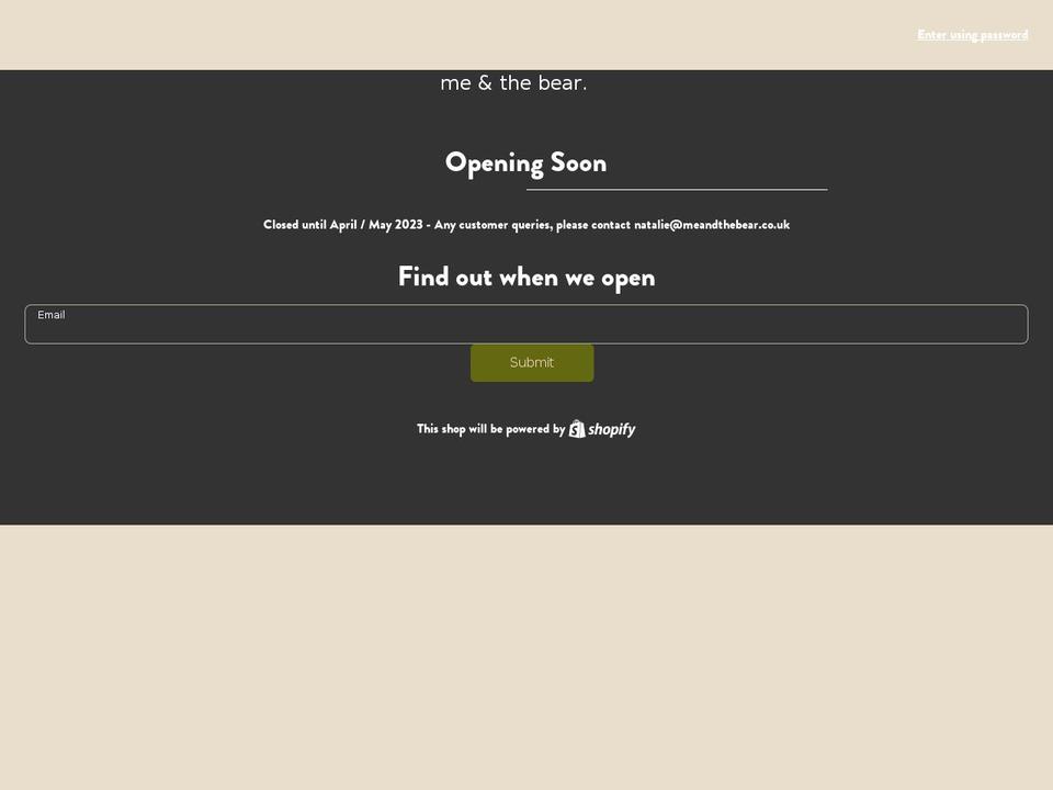 meandthebear.co.uk shopify website screenshot