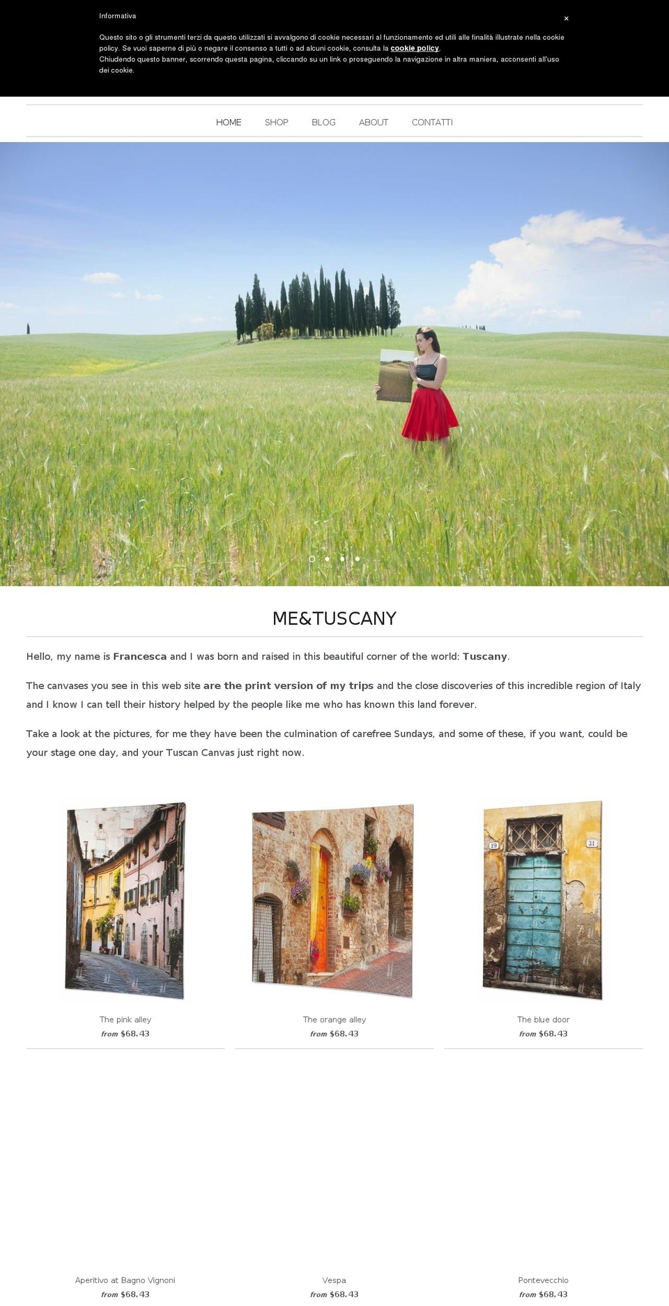 meandtuscany.com — Shopify storefront screenshot