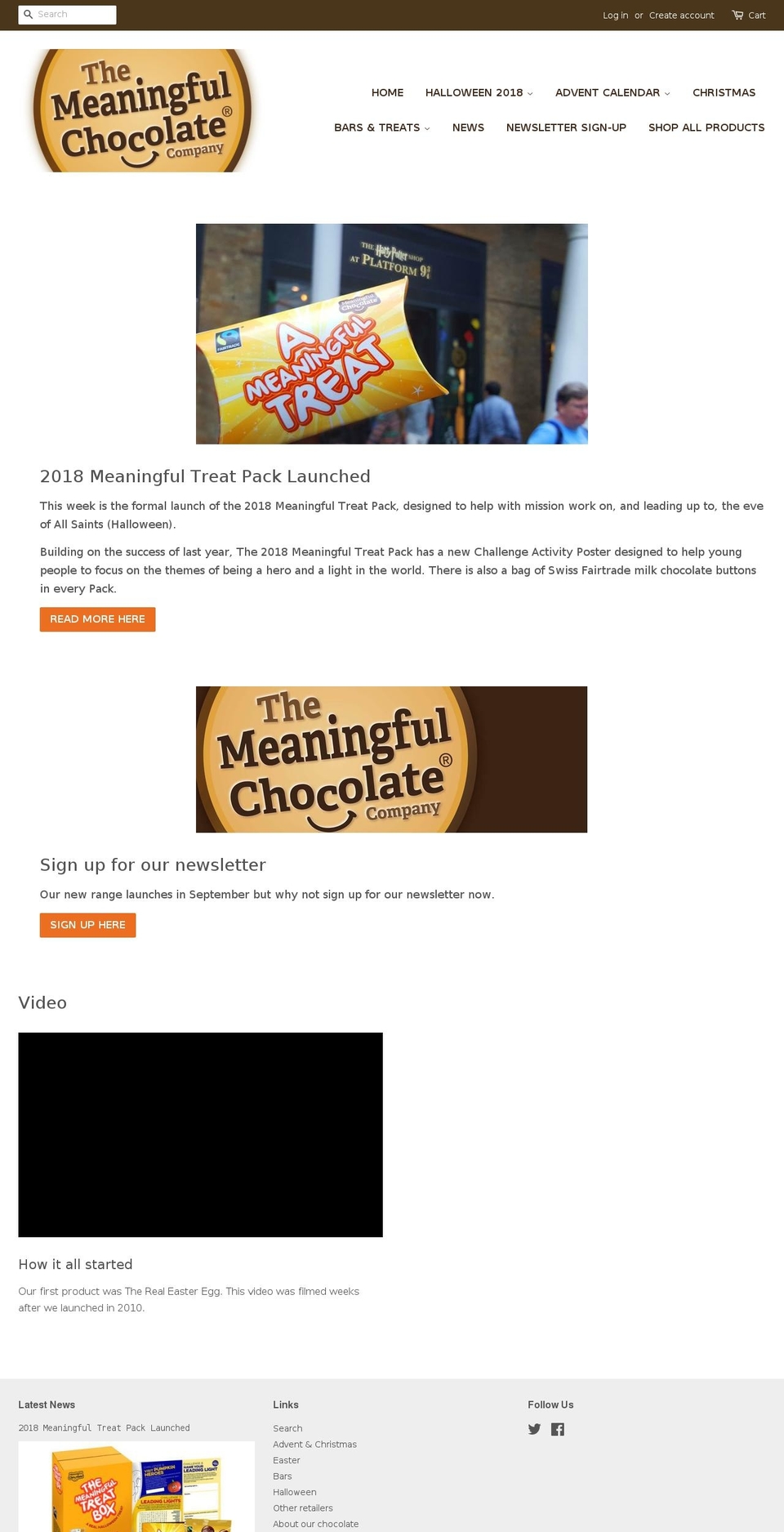 meaningful-chocolate.org shopify website screenshot