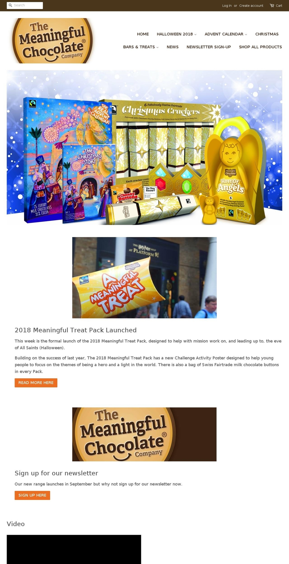 meaningfulchocolate.net shopify website screenshot