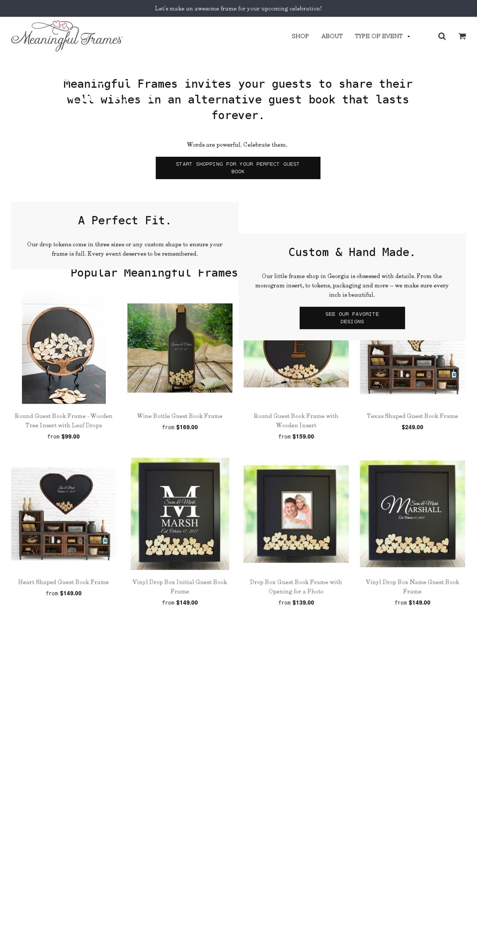 meaningfulframes.com shopify website screenshot