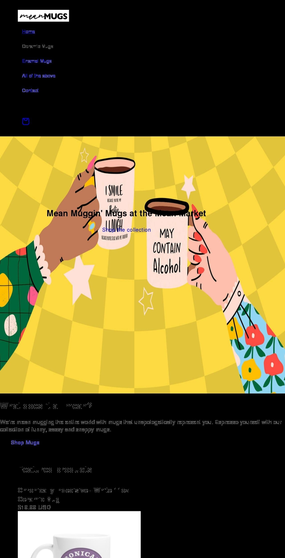 meanmugshop.com shopify website screenshot