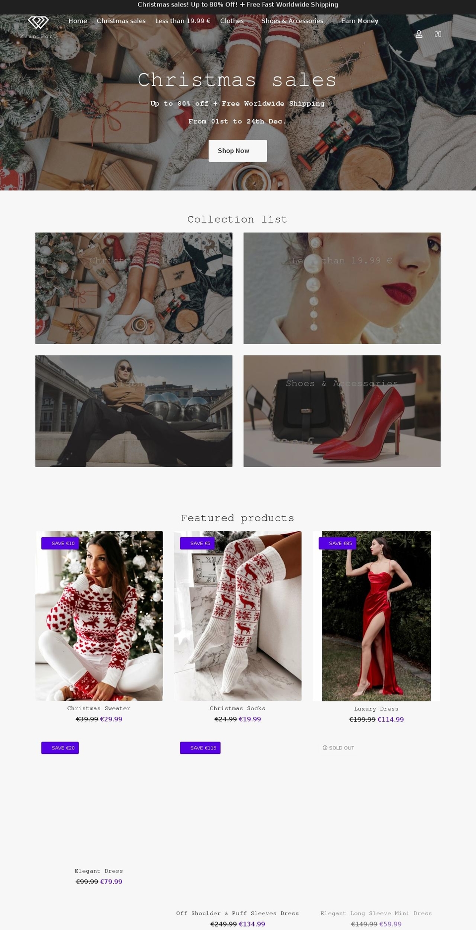 meantforushop.com shopify website screenshot