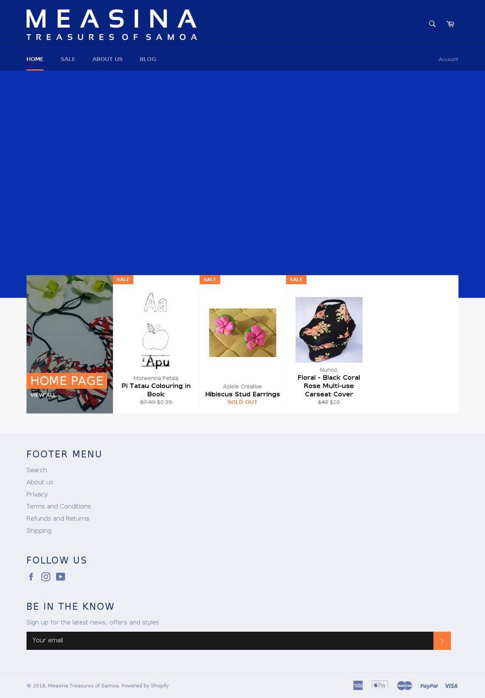 measinasamoa.com.au shopify website screenshot