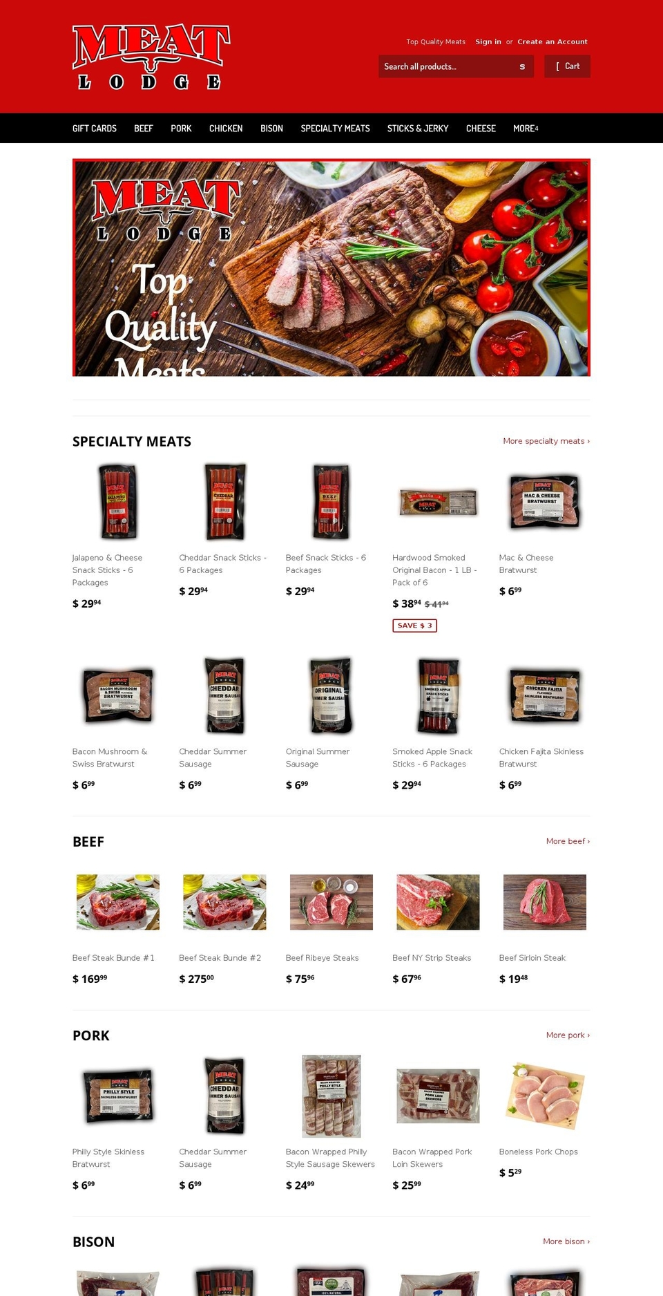meat-lodge.com — Shopify storefront screenshot