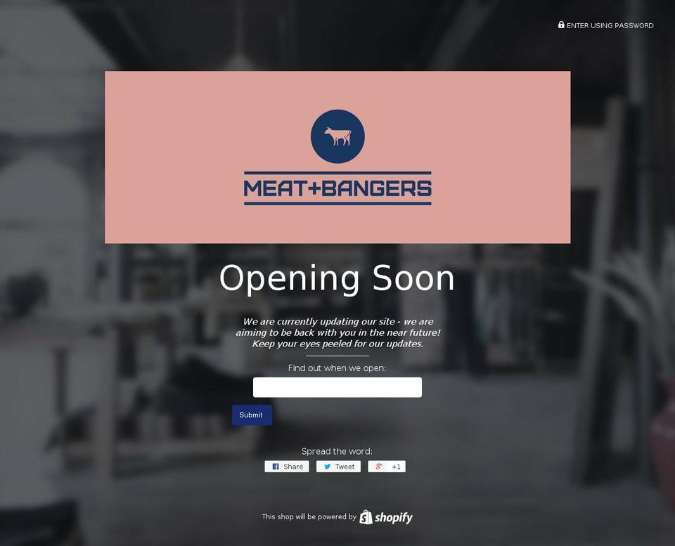 meatandbangers.com shopify website screenshot