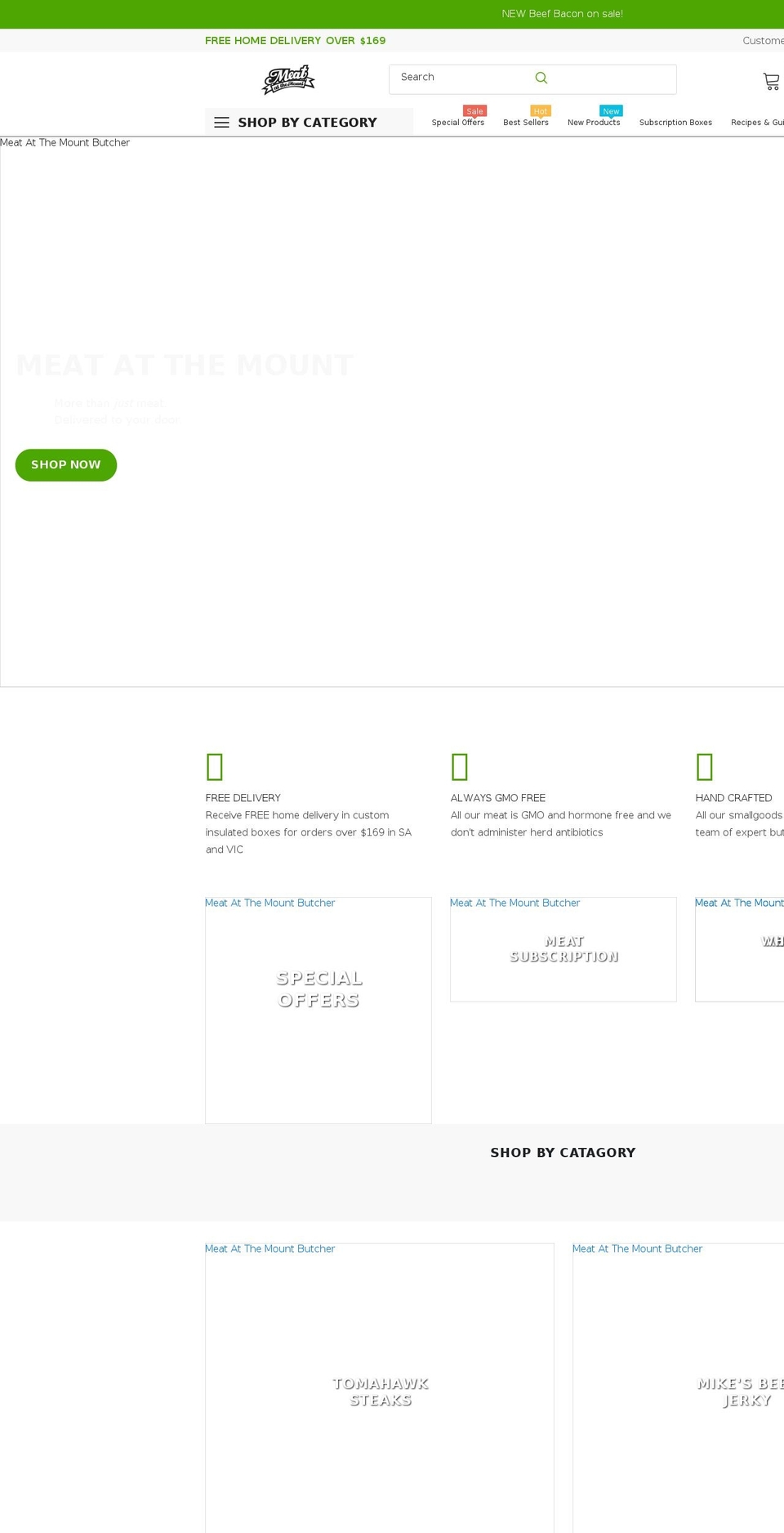 meatatthemount.com.au shopify website screenshot