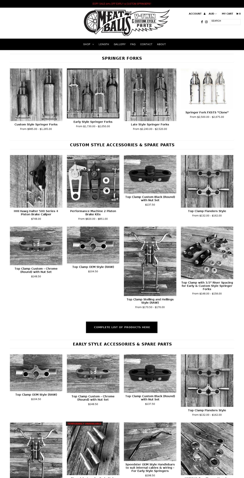 meatballsspringers.com.au shopify website screenshot