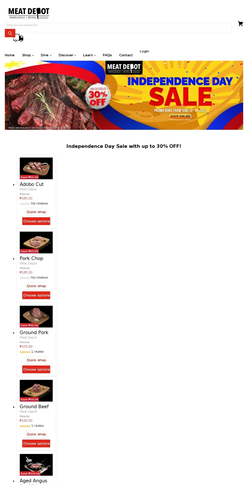 meatdepot.com.ph shopify website screenshot