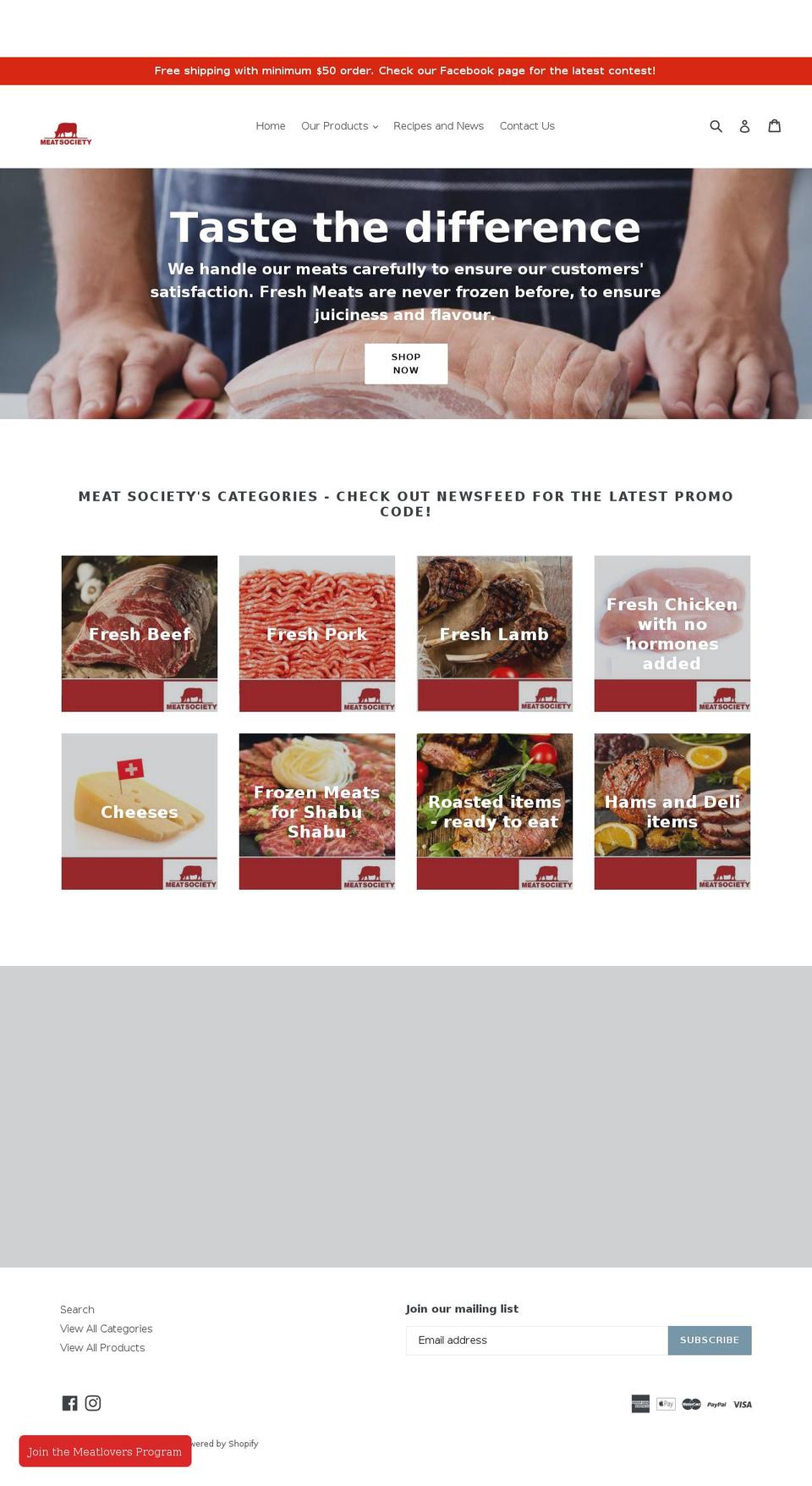 meatsocietysg.com shopify website screenshot