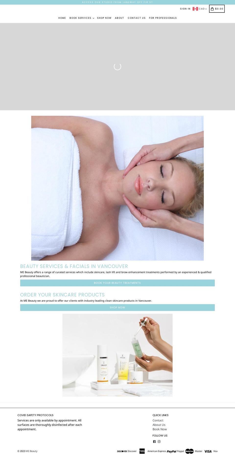 mebeauty.ca shopify website screenshot